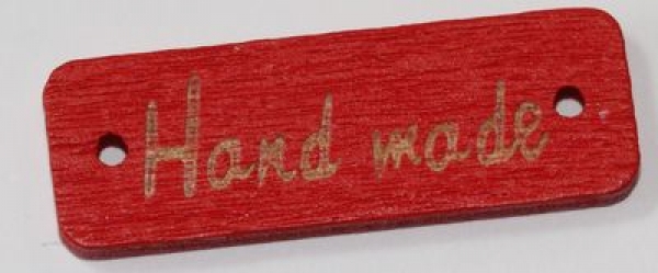 1 Button aus Holz "handmade" rot rechteckig