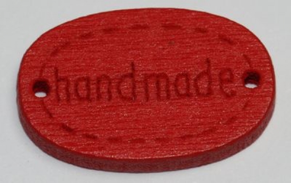 1 Button aus Holz "handmade" rot