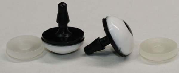 1 Paar 18 mm Sicherheitsaugen Comic Ball kleine Pupille weiß schwarz "schielend"