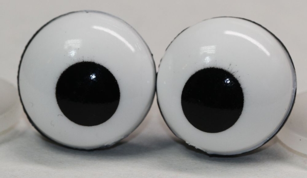1 Paar 20 mm Sicherheitsaugen Comic Ball kleine Pupille weiß schwarz "schielend"