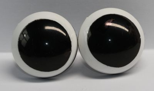 1 Paar 22 mm Sicherheitsaugen Comic Ball weiß schwarz "schielend"