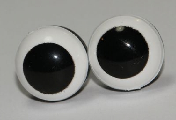 1 Paar 12 mm Sicherheitsaugen Comic Ball weiß schwarz