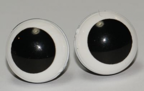 1 Paar 16 mm Sicherheitsaugen Comic Ball weiß schwarz