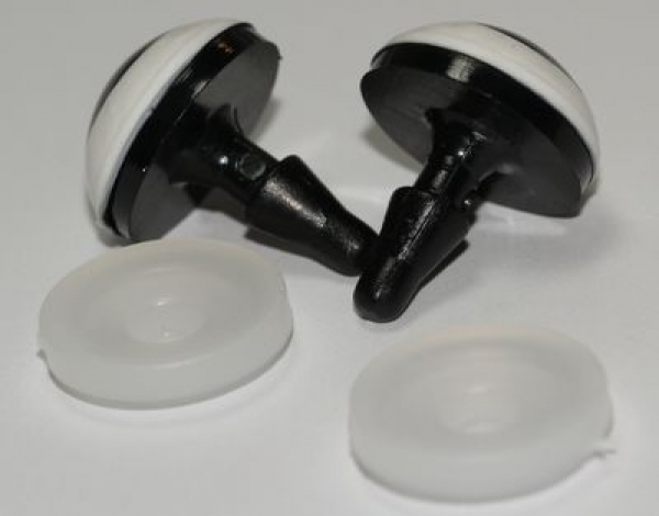 1 Paar 16 mm Sicherheitsaugen Comic Ball weiß schwarz