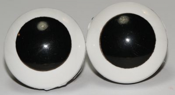1 Paar 22 mm Sicherheitsaugen Comic Ball weiß schwarz