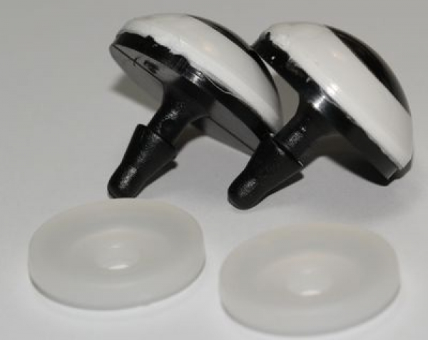 1 Paar 22 mm Sicherheitsaugen Comic Ball weiß schwarz