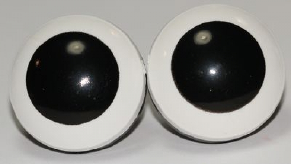 1 Paar 24 mm Sicherheitsaugen Comic Ball weiß schwarz