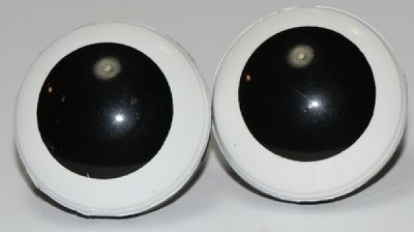 1 Paar 27 mm Sicherheitsaugen Comic Ball weiß schwarz