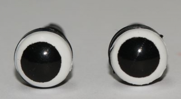 1 Paar 8 mm Sicherheitsaugen Comic Ball weiß schwarz