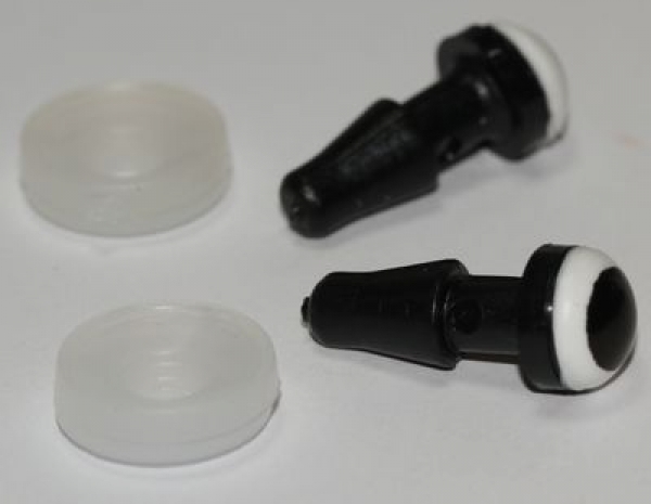 1 Paar 8 mm Sicherheitsaugen Comic Ball weiß schwarz