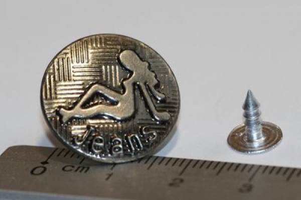 1 Knopf aus Metall für Jeans ca. 2 cm