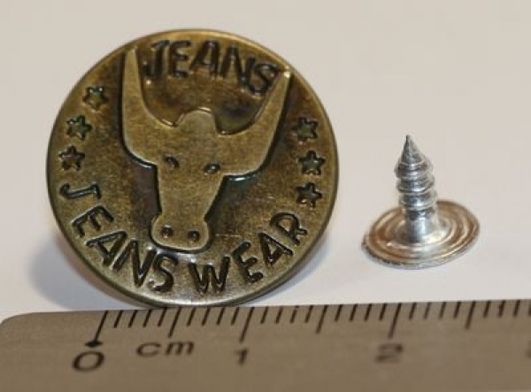 1 Knopf aus Metall für Jeans ca. 2 cm