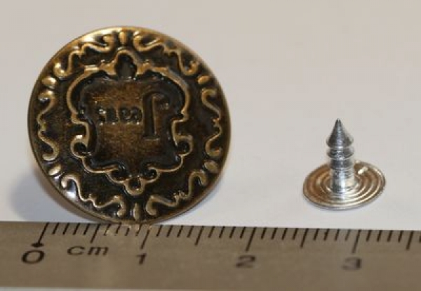 1 Knopf aus Metall für Jeans ca. 2 cm