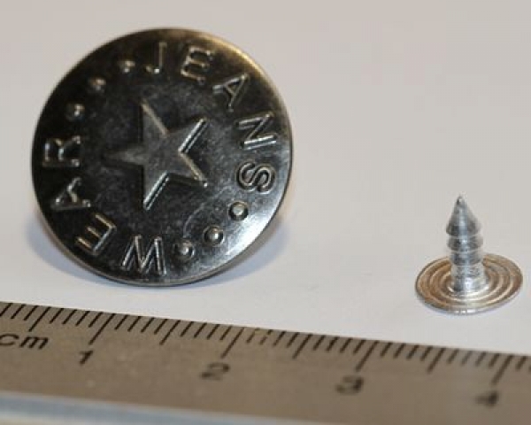 1 Knopf aus Metall für Jeans ca. 2 cm