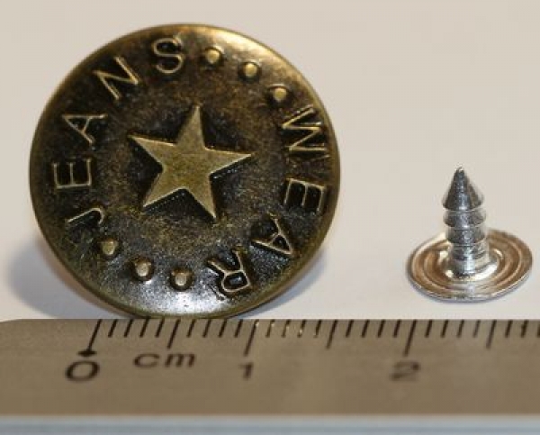 1 Knopf aus Metall für Jeans ca. 2 cm
