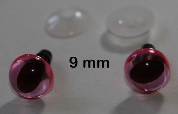 1 Paar Katzenaugen Drachenaugen Sicherheitsaugen rosa transparent durchgefärbt