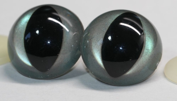 1 Paar Katzenaugen Drachenaugen 30 mm Sicherheitsaugen Mystic green metallic