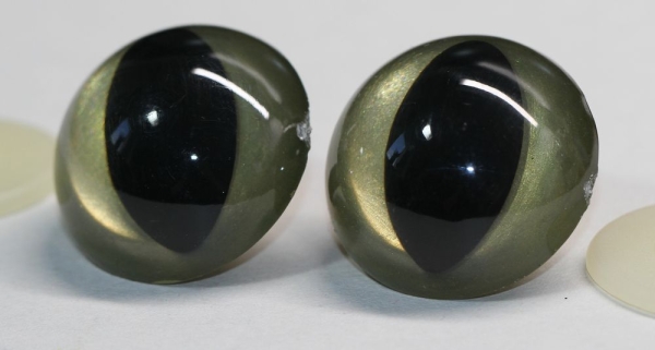 1 Paar Katzenaugen Drachenaugen 30 mm Sicherheitsaugen Citrine gold metallic