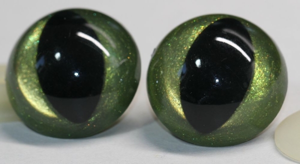 1 Paar Katzenaugen Drachenaugen 30 mm Sicherheitsaugen Grüngold metallic