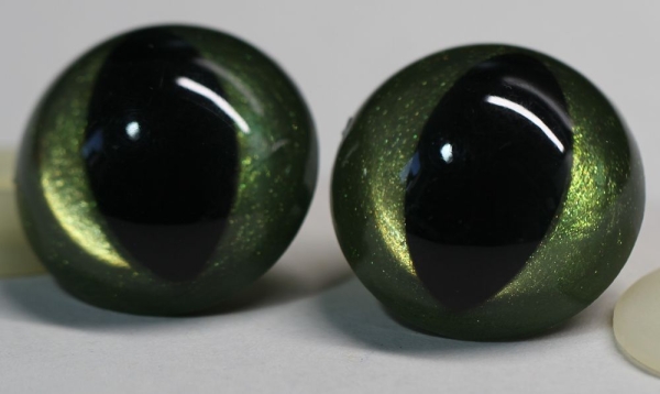 1 Paar Katzenaugen Drachenaugen 30 mm Sicherheitsaugen Grüngold metallic