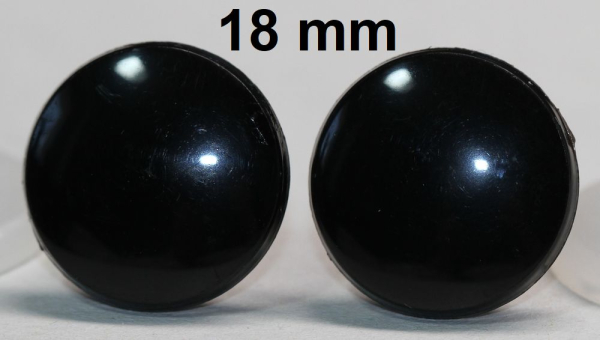 1 Paar Sicherheitsaugen 18 mm Knopfaugen schwarz durchgefärbt rund