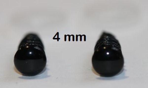1 Paar Sicherheitsaugen 4 mm Knopfaugen schwarz durchgefärbt rund
