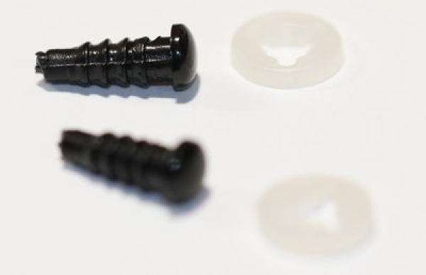1 Paar Sicherheitsaugen 8 mm Knopfaugen schwarz durchgefärbt rund