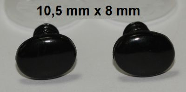 1 Paar 10,5 mm x 8 mm Sicherheitsaugen Knopfaugen schwarz oval