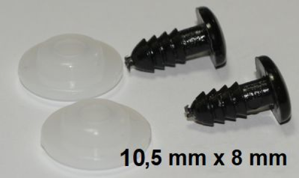 1 Paar 10,5 mm x 8 mm Sicherheitsaugen Knopfaugen schwarz oval