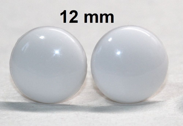 1 Paar Sicherheitsaugen 12 mm Knopfaugen weiß durchgefärbt rund