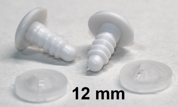 1 Paar Sicherheitsaugen 12 mm Knopfaugen weiß durchgefärbt rund