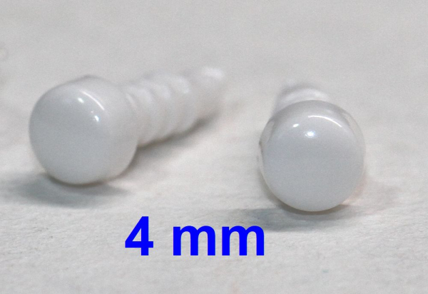 1 Paar Sicherheitsaugen 4 mm Knopfaugen weiß durchgefärbt rund
