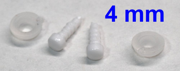 Sicherheitsaugen 4 mm Knopfaugen weiß durchgefärbt rund 2