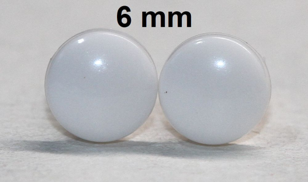 1 Paar Sicherheitsaugen 6 mm Knopfaugen weiß durchgefärbt rund