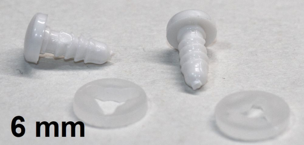 Sicherheitsaugen 6 mm Knopfaugen weiß durchgefärbt rund 2