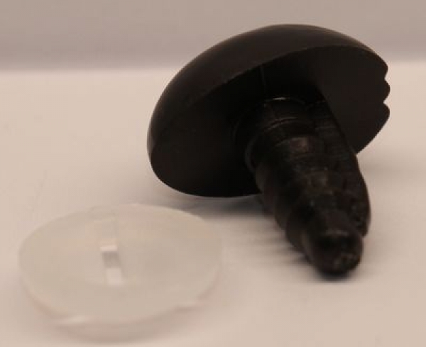 Sicherheitsnase 11 mm x 16 mm Koala hart schwarz glänzend mit Sicherheitsscheibe