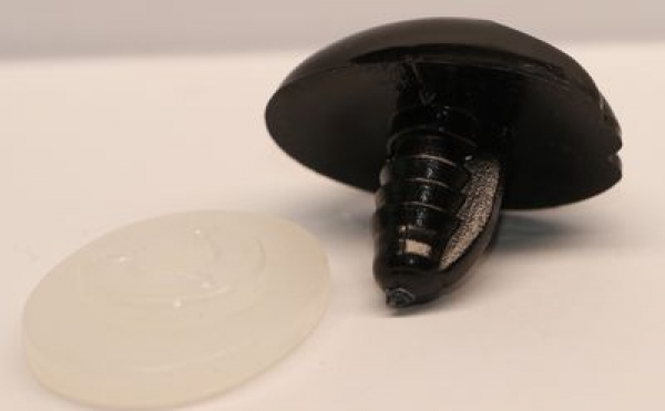 Sicherheitsnase 18 mm x 26 mm Koala hart schwarz glänzend mit Sicherheitsscheibe