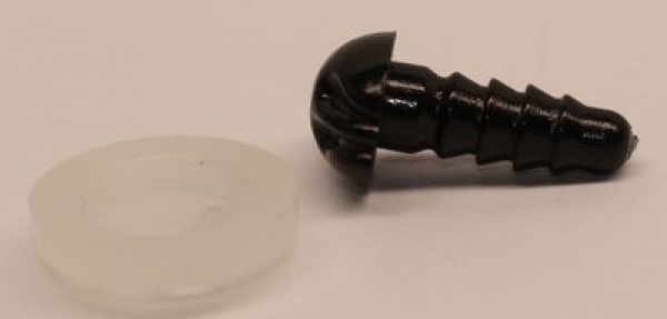 Sicherheitsnase 7 mm x 9 mm Koala hart schwarz glänzend mit Sicherheitsscheibe
