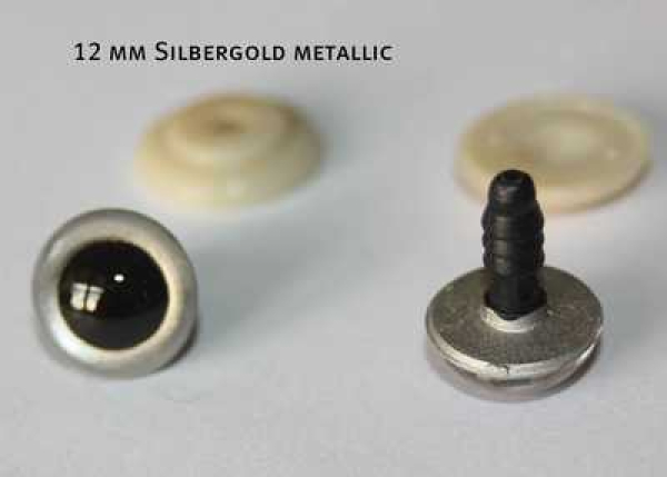 1 Paar Sicherheitsaugen Silbergold metallic