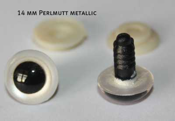 1 Paar Sicherheitsaugen weiß metallic
