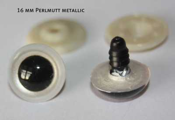 1 Paar Sicherheitsaugen weiß metallic