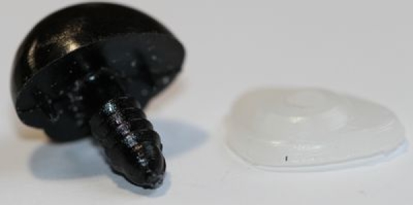 Sicherheitsnase 14 mm x 17 mm Hund hart schwarz glänzend mit Sicherheitsscheibe