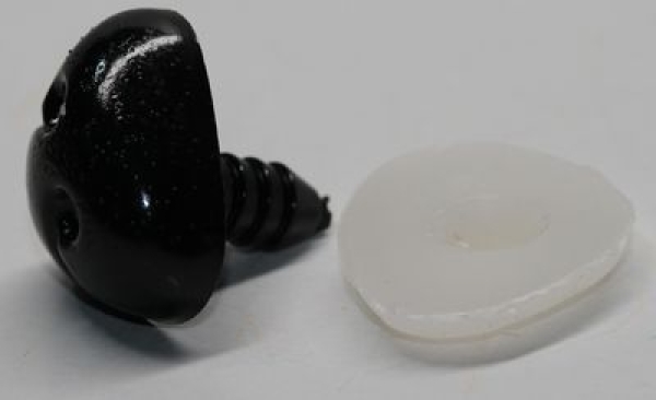 Sicherheitsnase 17 mm x 22 mm Hund hart schwarz glänzend mit Sicherheitsscheibe