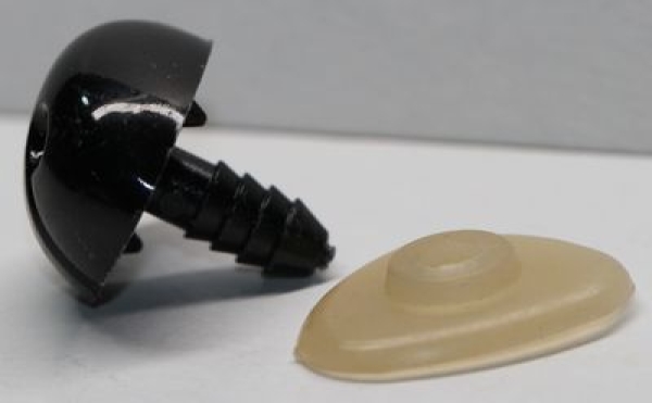 Sicherheitsnase 19 mm x 23 mm Hund hart schwarz glänzend mit Sicherheitsscheibe