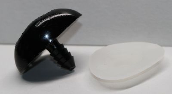 Sicherheitsnase 23 mm x 30 mm Hund hart schwarz mit Sicherheitsscheibe