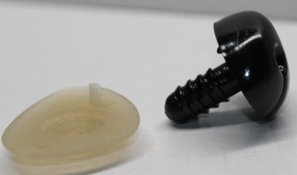 Sicherheitsnase 20 mm x 15 mm Hund hart schwarz glänzend mit Sicherheitsscheibe