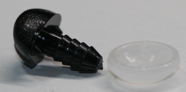 Sicherheitsnase 15 mm x 12 mm Hund hart schwarz glänzend mit Sicherheitsscheibe