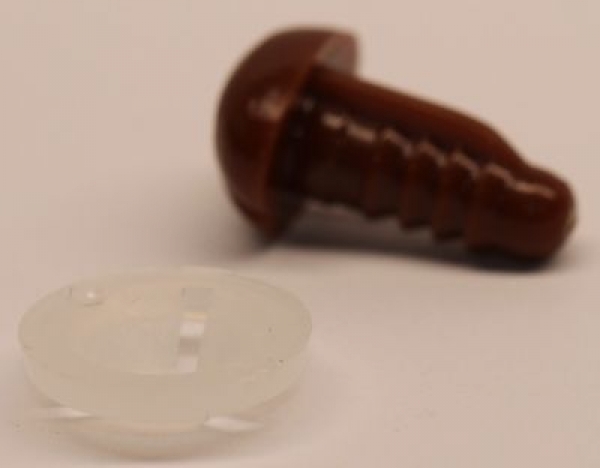 Sicherheitsnase 12 mm x 9 mm Hund hart braun glänzend mit Sicherheitsscheibe