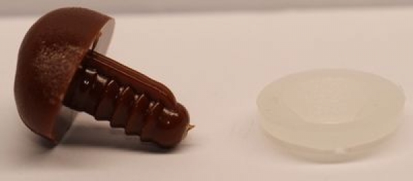 Sicherheitsnase 18 mm x 14 mm Hund hart braun glänzend mit Sicherheitsscheibe
