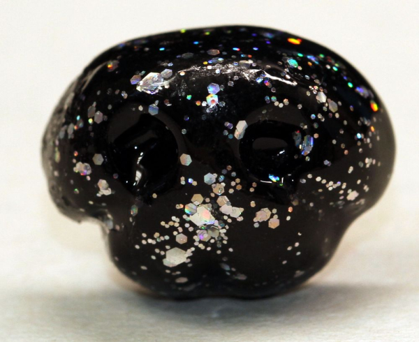 Sicherheitsnase 18,5 mm x 13,8 mm Hund hart schwarz Glitter mit Sicherheitsscheibe